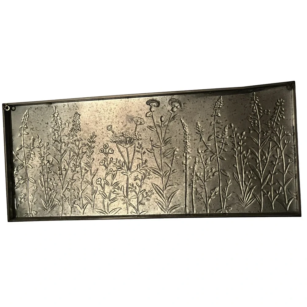 Large Botanical Metal Wall Art Rustic Farmhouse Wildflower Galvanized Decor 40